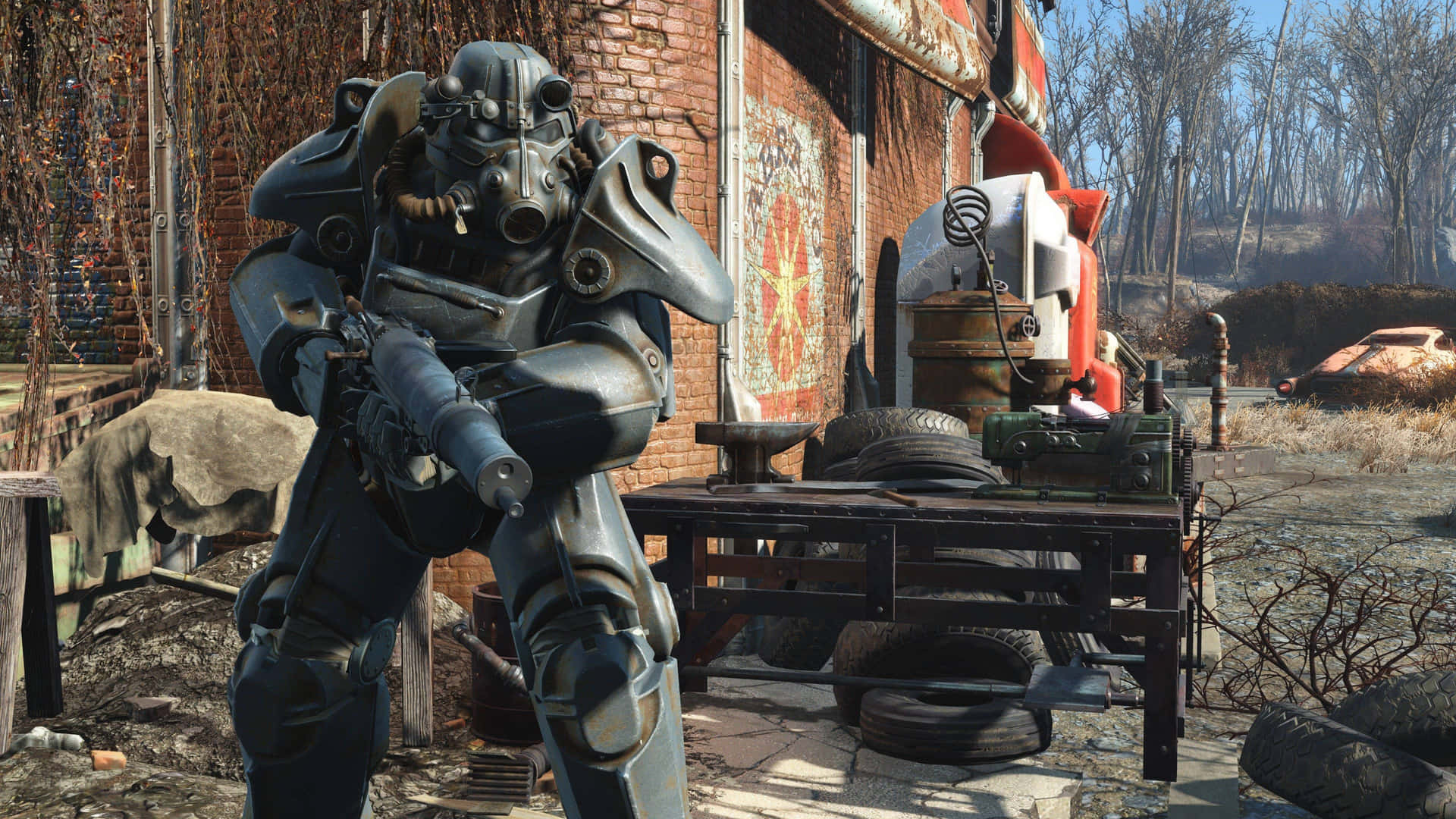 Fallout 4 Power Armor in Action Wallpaper