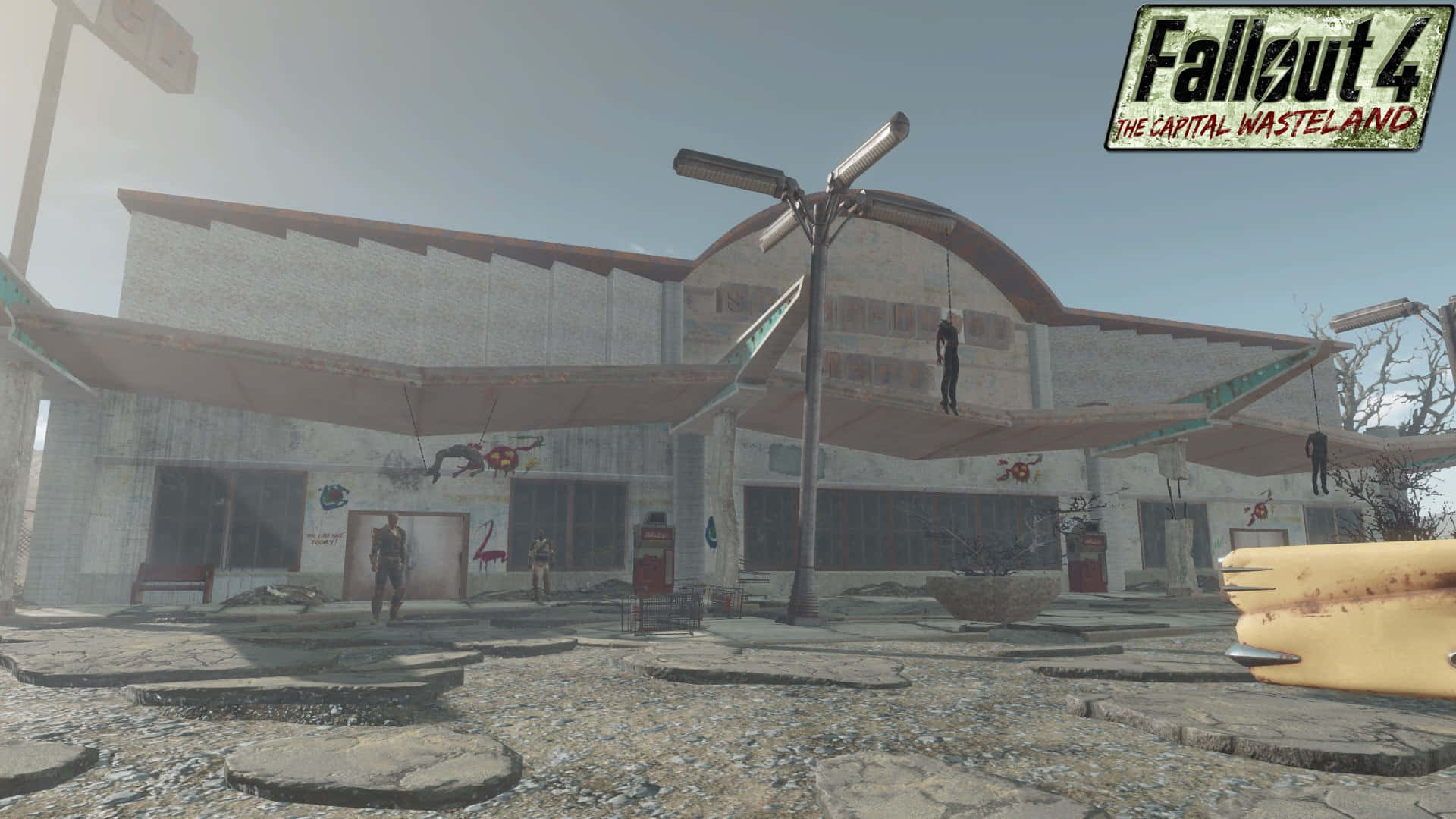 Unvagabundo Solitario En Las Tierras Desoladas De La Capital En Fallout 4. Fondo de pantalla