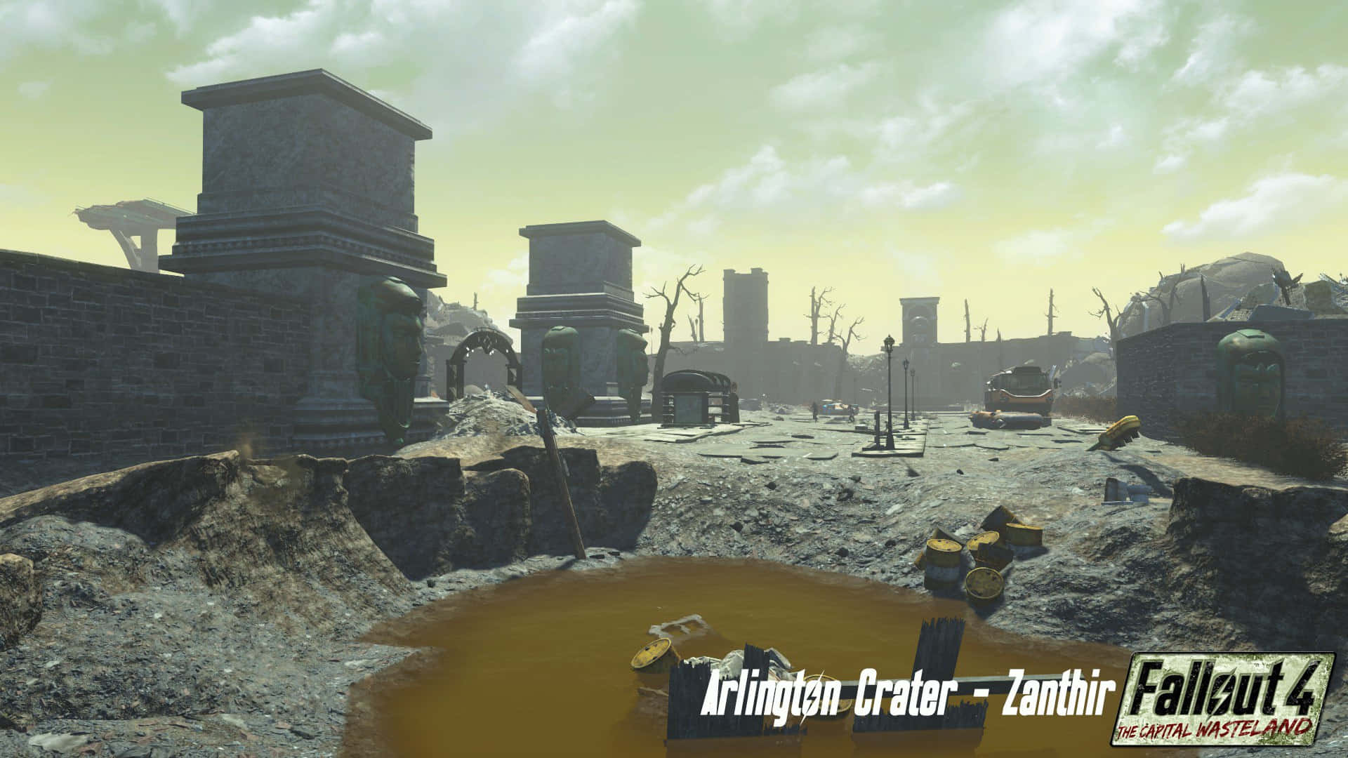 Vagabundosolitario Entre Las Ruinas De La Capital Del Yermo En Fallout 4. Fondo de pantalla