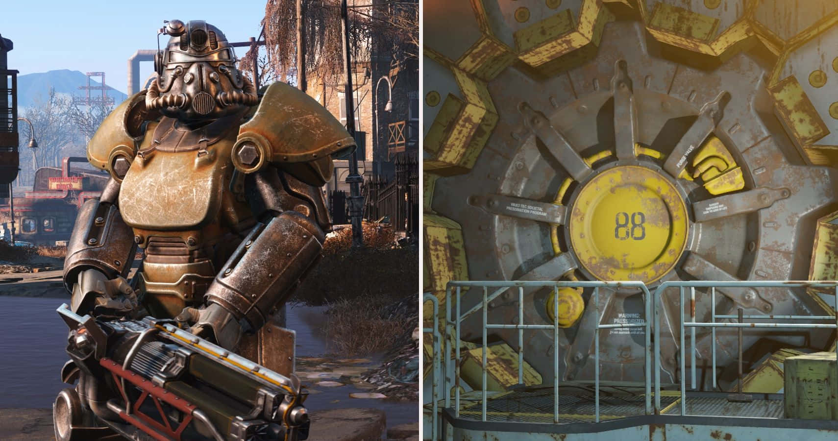 Increíblefondo De Pantalla De Fallout 4 Vault Que Muestra La Icónica Puerta De La Bóveda. Fondo de pantalla
