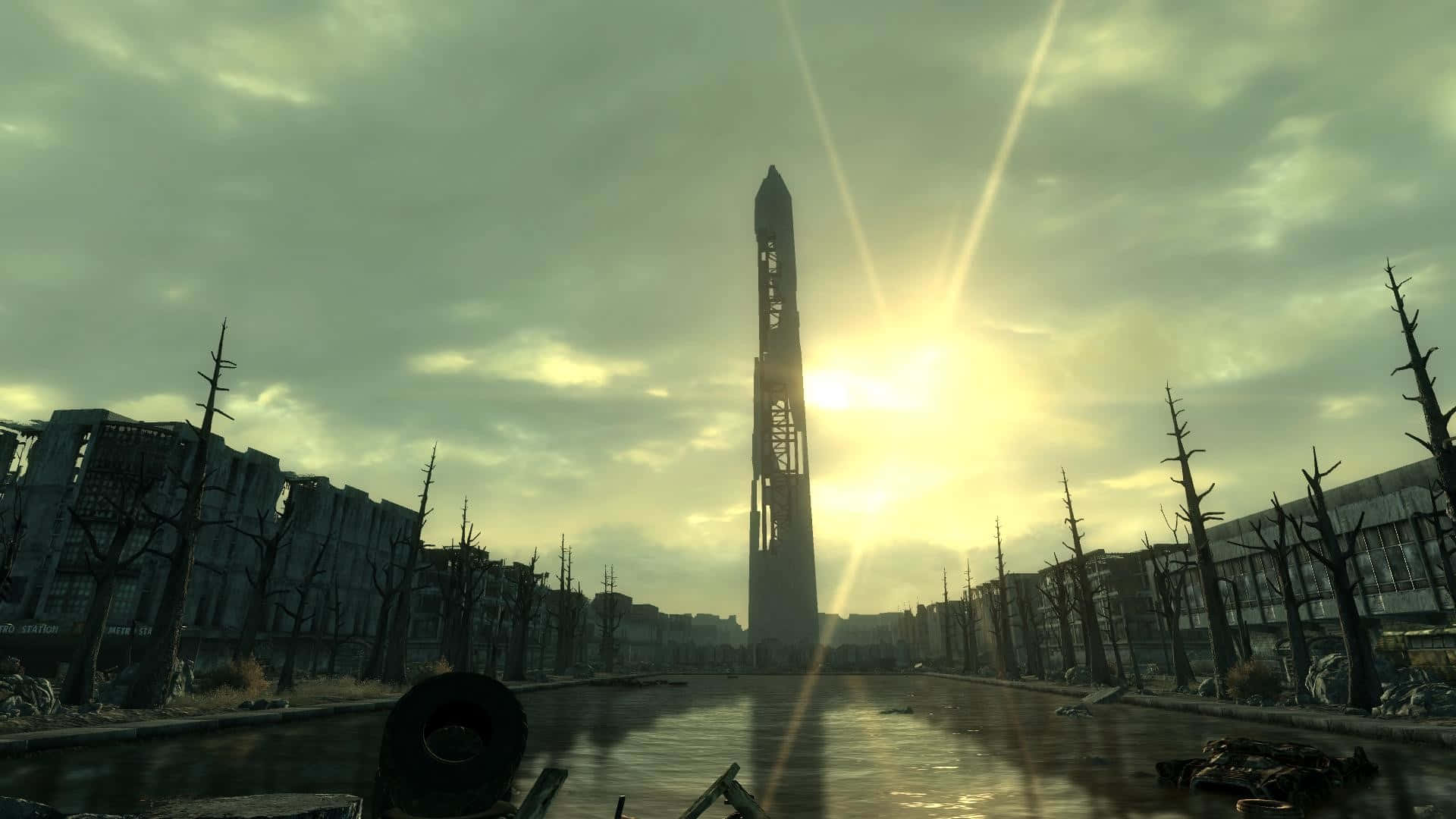 Unsolitario Caminante Explorando El Desolado Yermo De Fallout 4. Fondo de pantalla