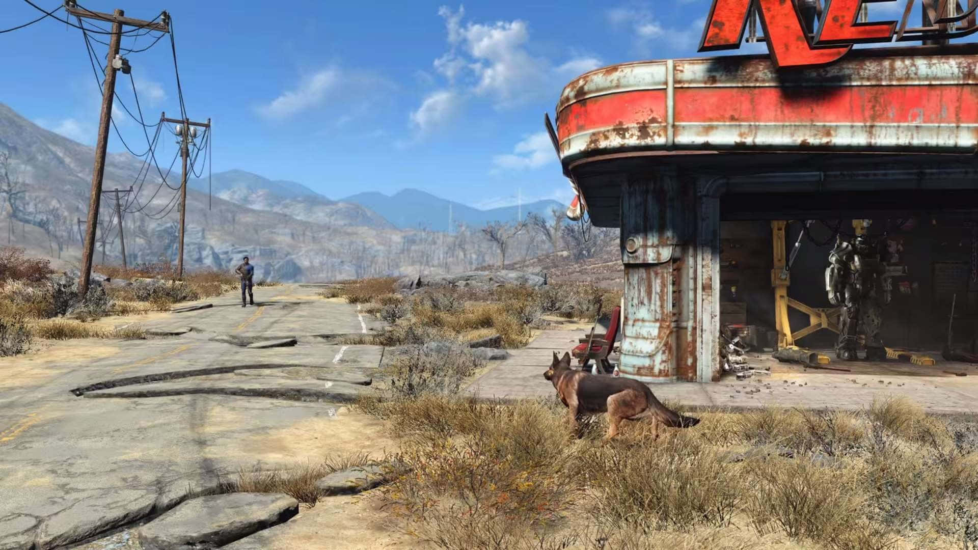 Wandering through Fallout 4's post-apocalyptic wasteland Wallpaper