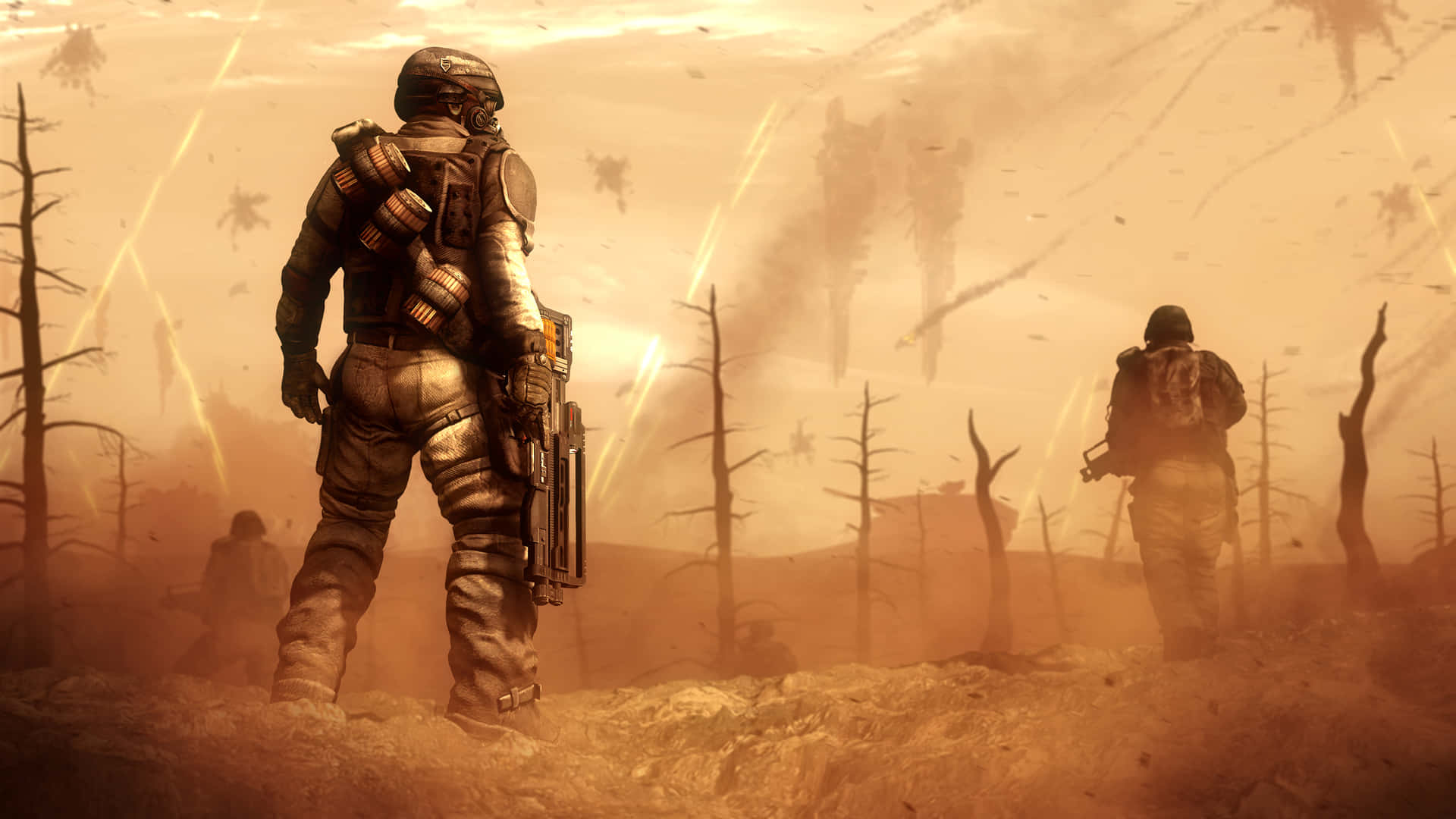 Explorandoel Mundo Post-apocalíptico Del Yermo De Fallout 4. Fondo de pantalla
