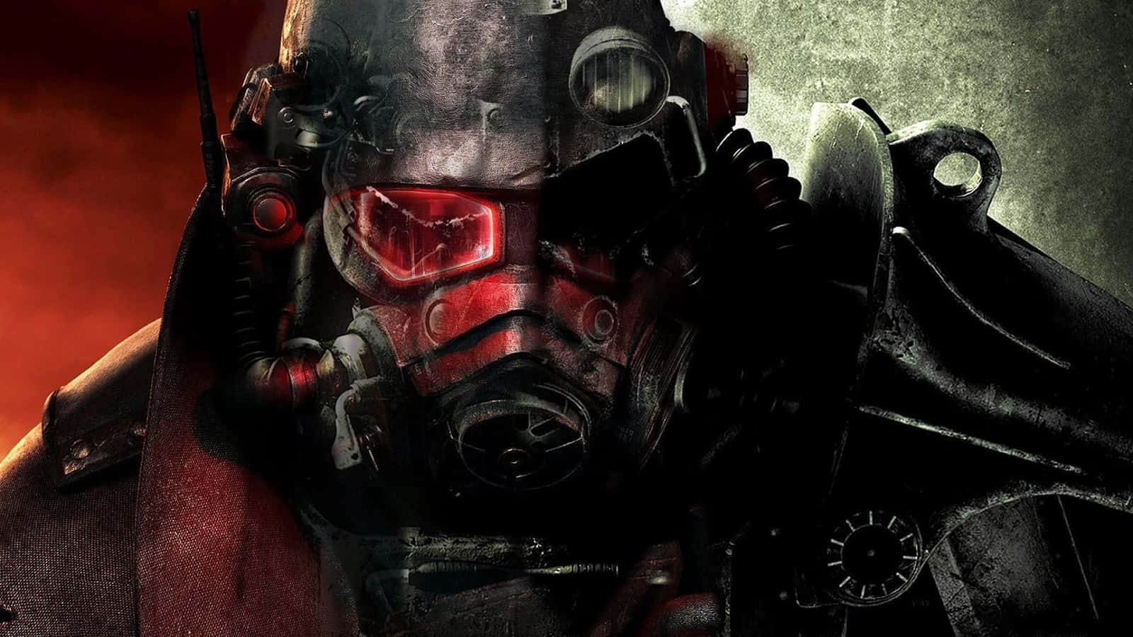 Fallout Brotherhood Of Steel Power Armor against an apocalyptic backdrop Wallpaper