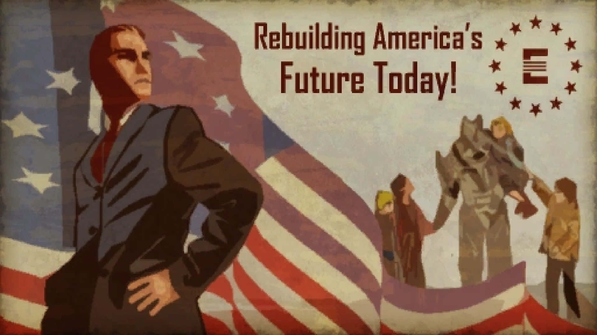 Et plakat med ordene Genopbygning af Amerikas fremtid i dag. Wallpaper