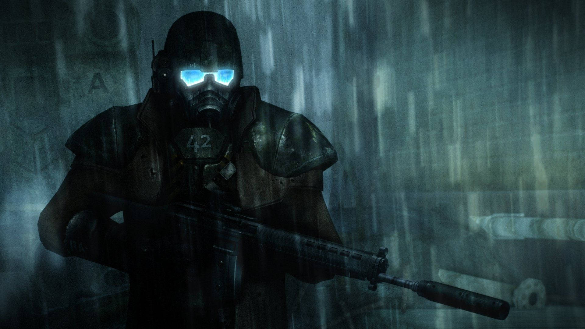 Fallout New Vegas Courier In Rain
