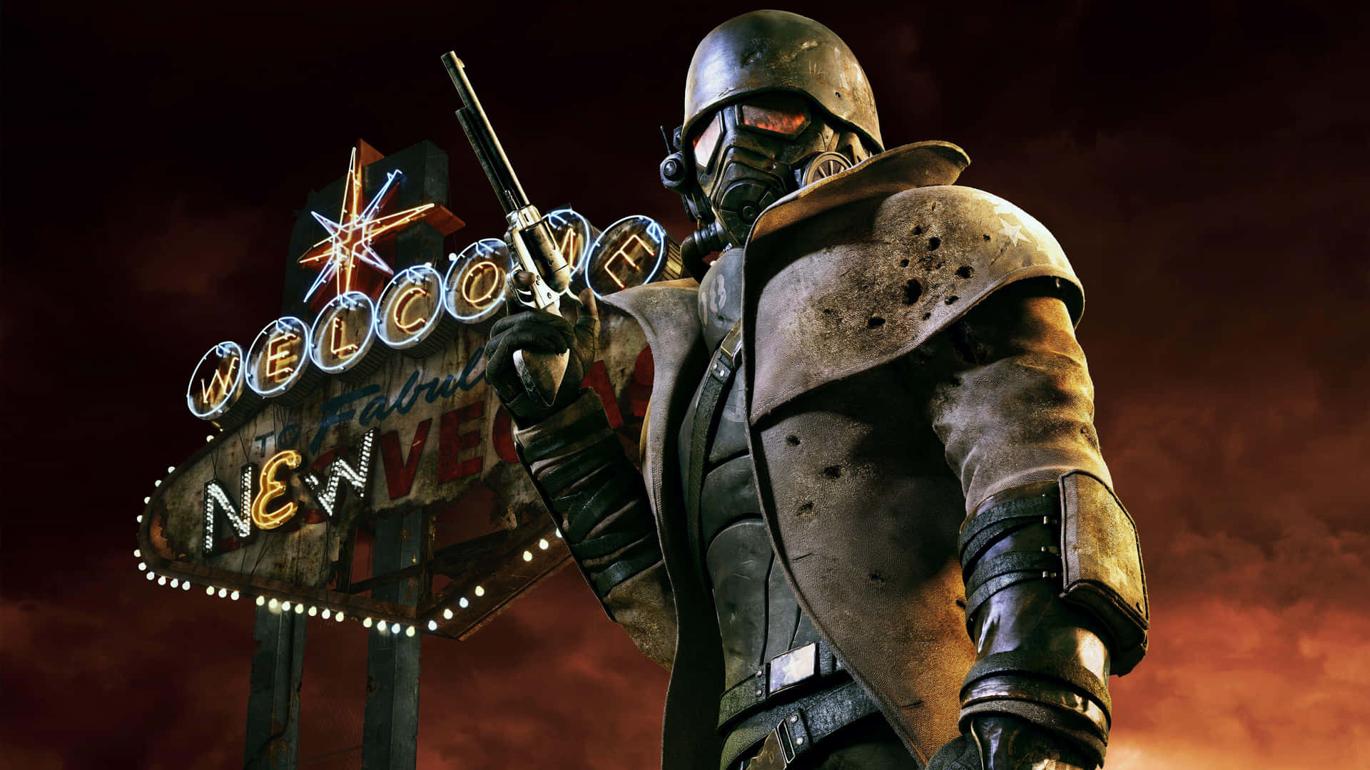 Fallout New Vegas Welcome Signand Armor Wallpaper