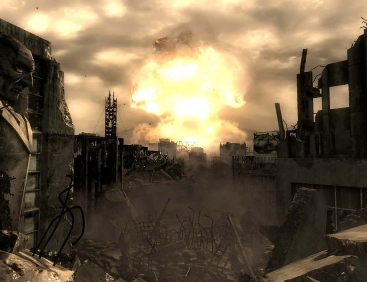 Escenade La Explosión De Una Bomba Nuclear En Fallout. Fondo de pantalla