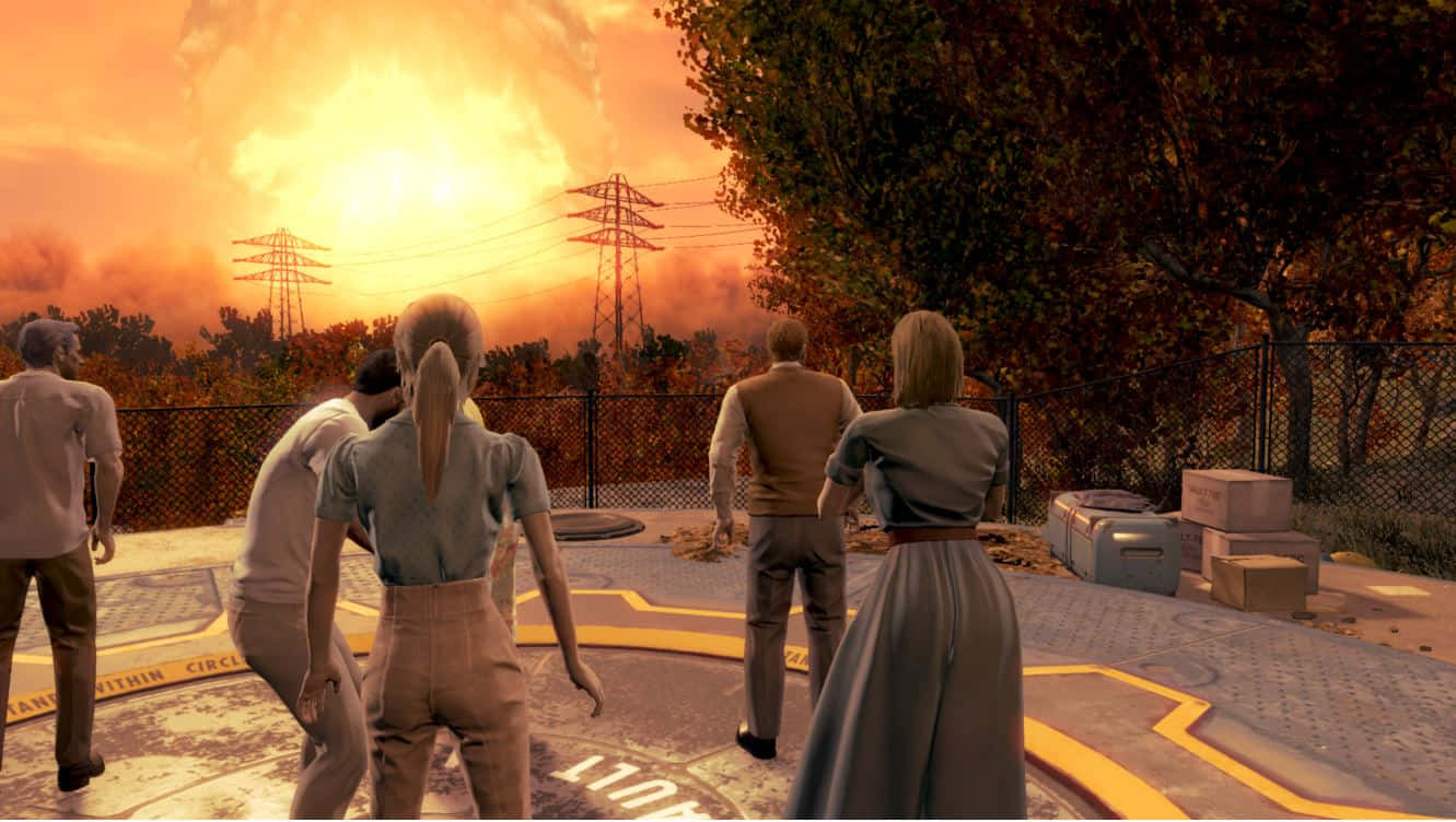 Explosiónnuclear En El Mundo Postapocalíptico De Fallout. Fondo de pantalla