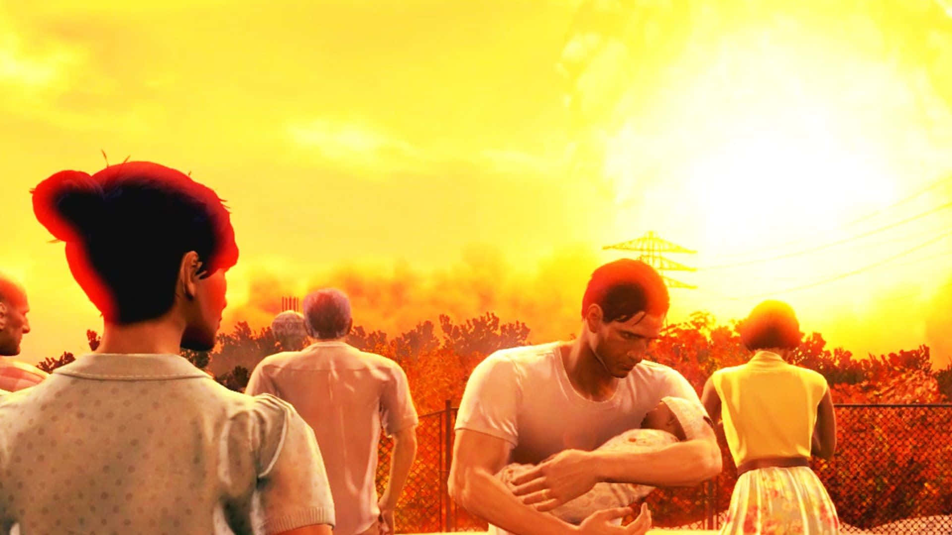 Fallout Nuke Explosion in a Post-Apocalyptic Landscape Wallpaper