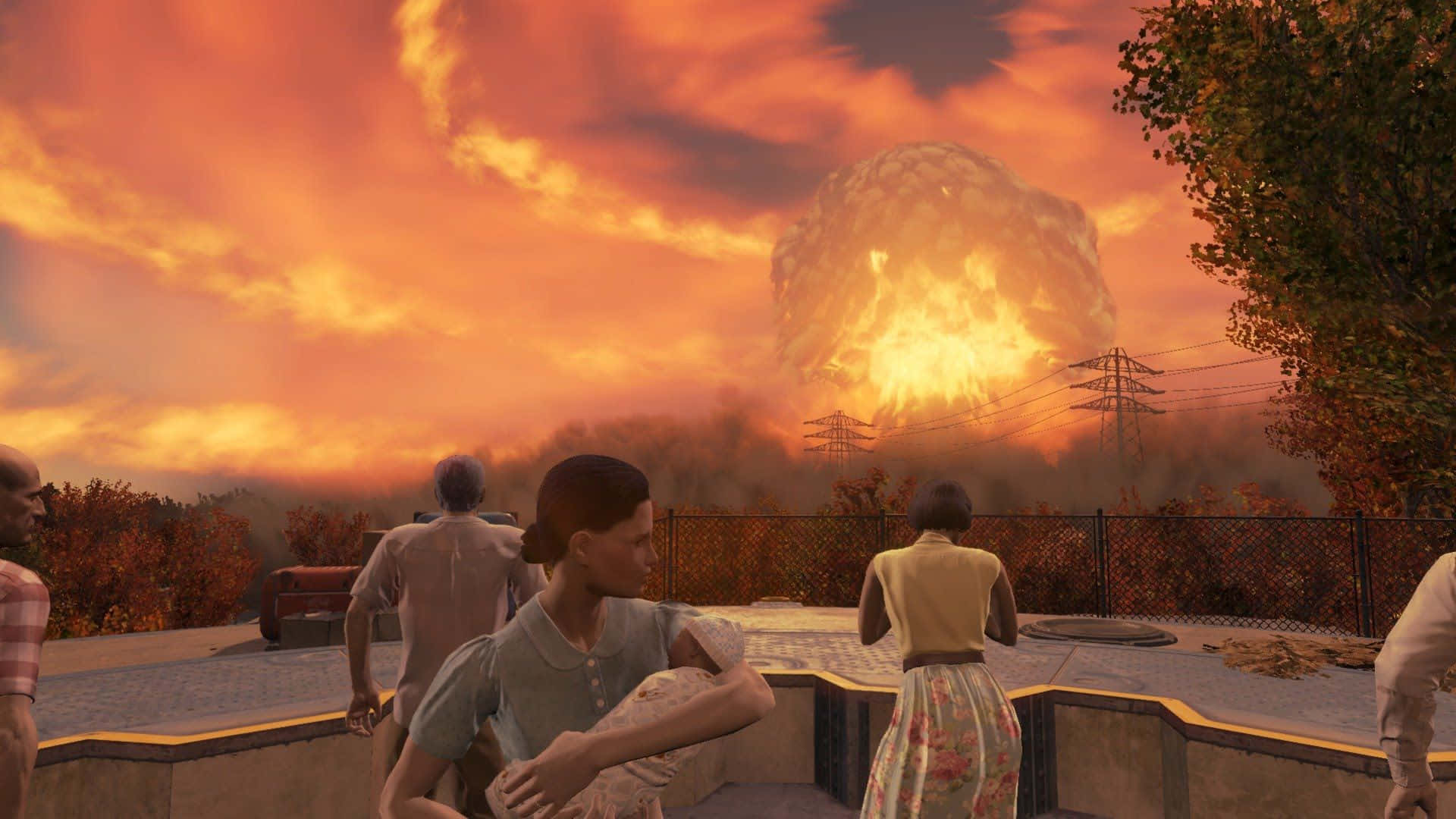 Falloutnuke: Escena De Explosión Post-apocalíptica. Fondo de pantalla
