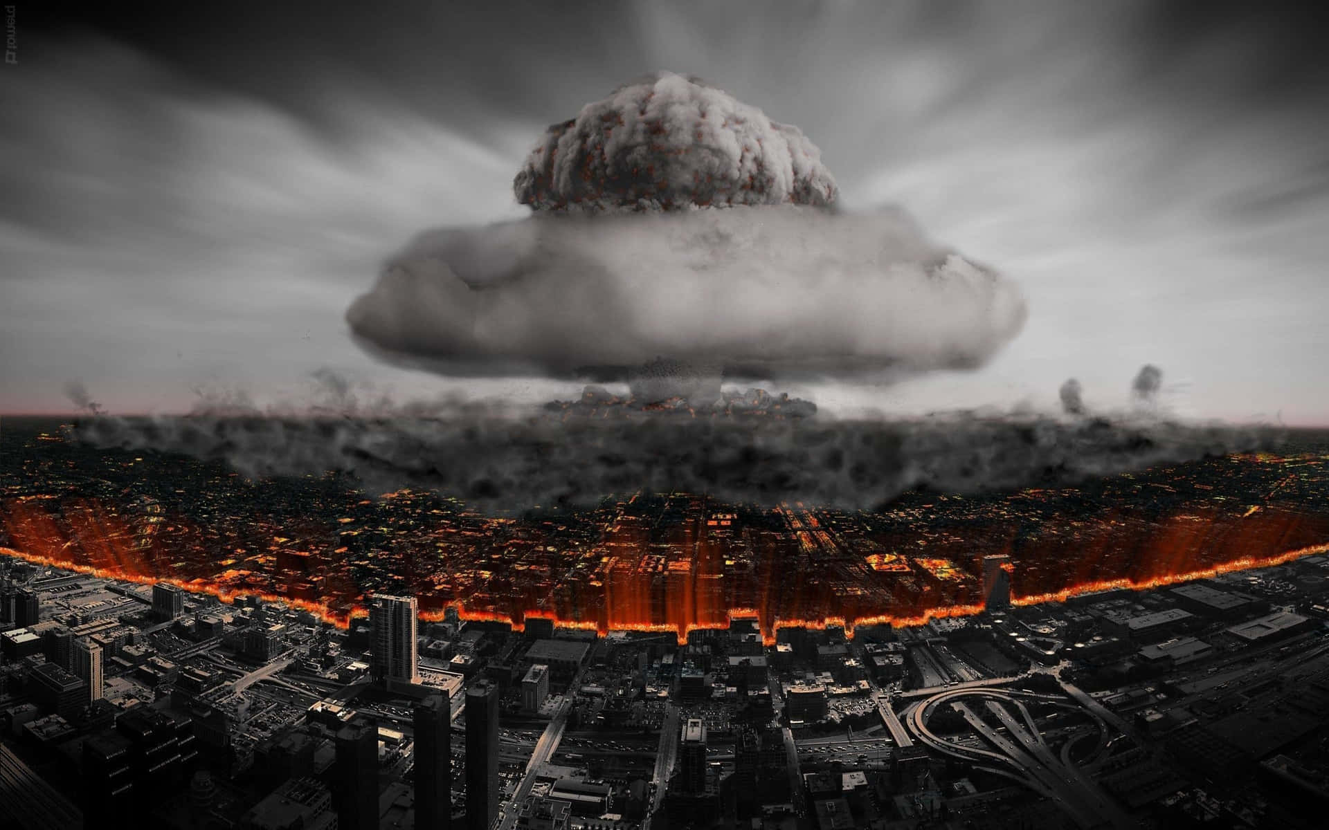 Fallout Nuke Explosion in a Post-apocalyptic Wasteland Wallpaper