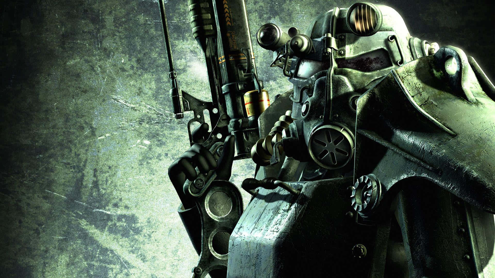 Fallout_ Power_ Armor_and_ Rifle Wallpaper