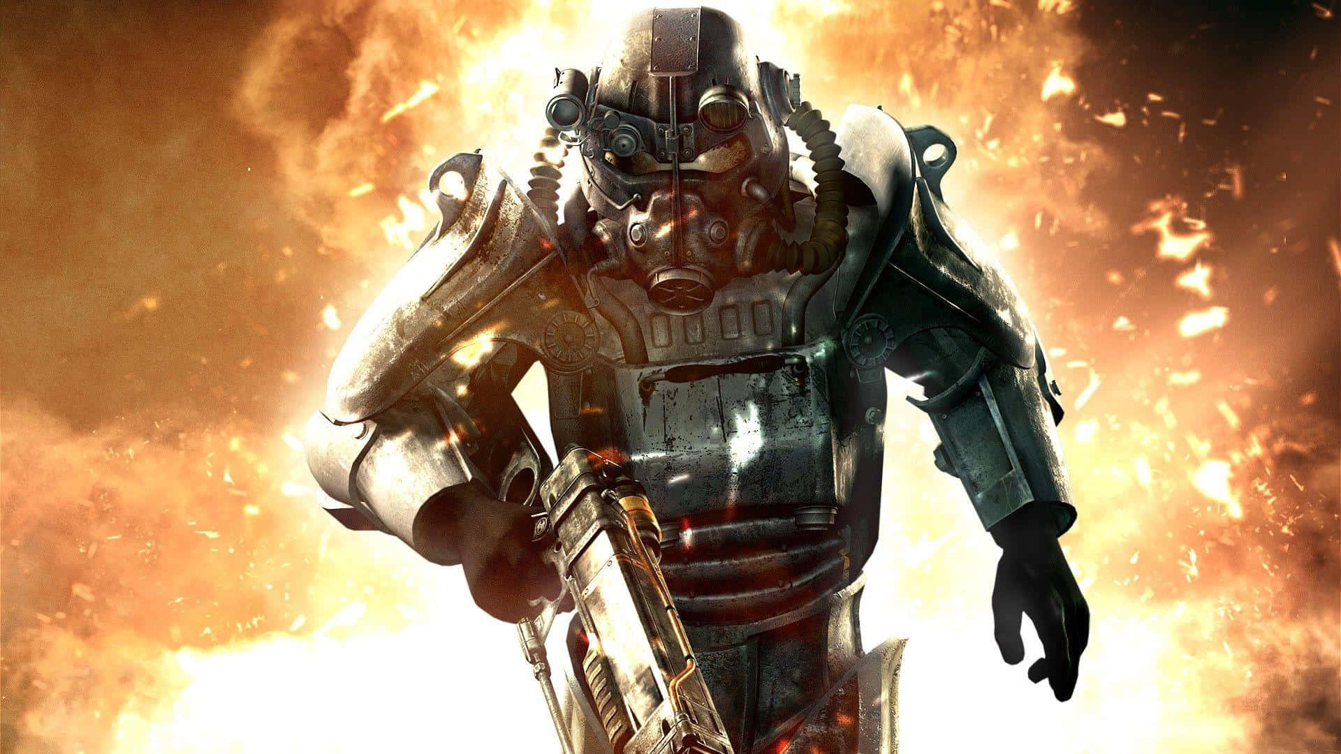 Fallout Power Armor Explosie Achtergrond Achtergrond