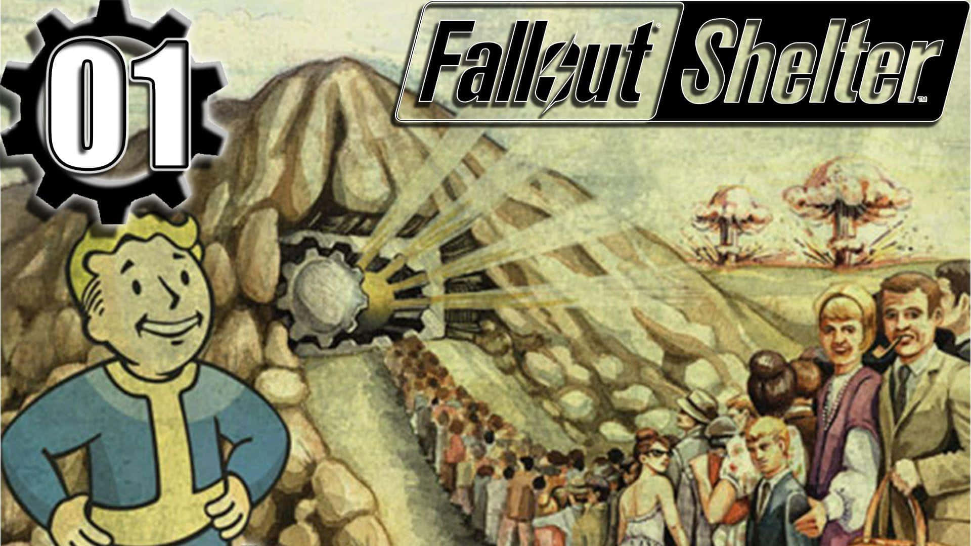 Vault Dwellers busy inside the Fallout Shelter Wallpaper