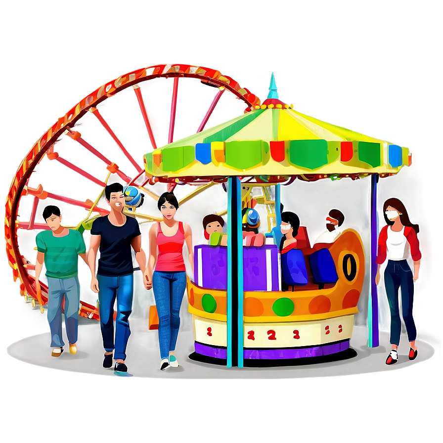 Download Family At Amusement Park Png Oua | Wallpapers.com