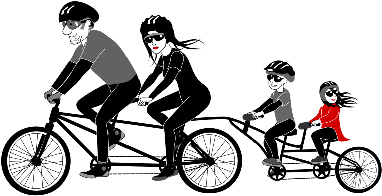 Family Bicycle Ride Illustration PNG