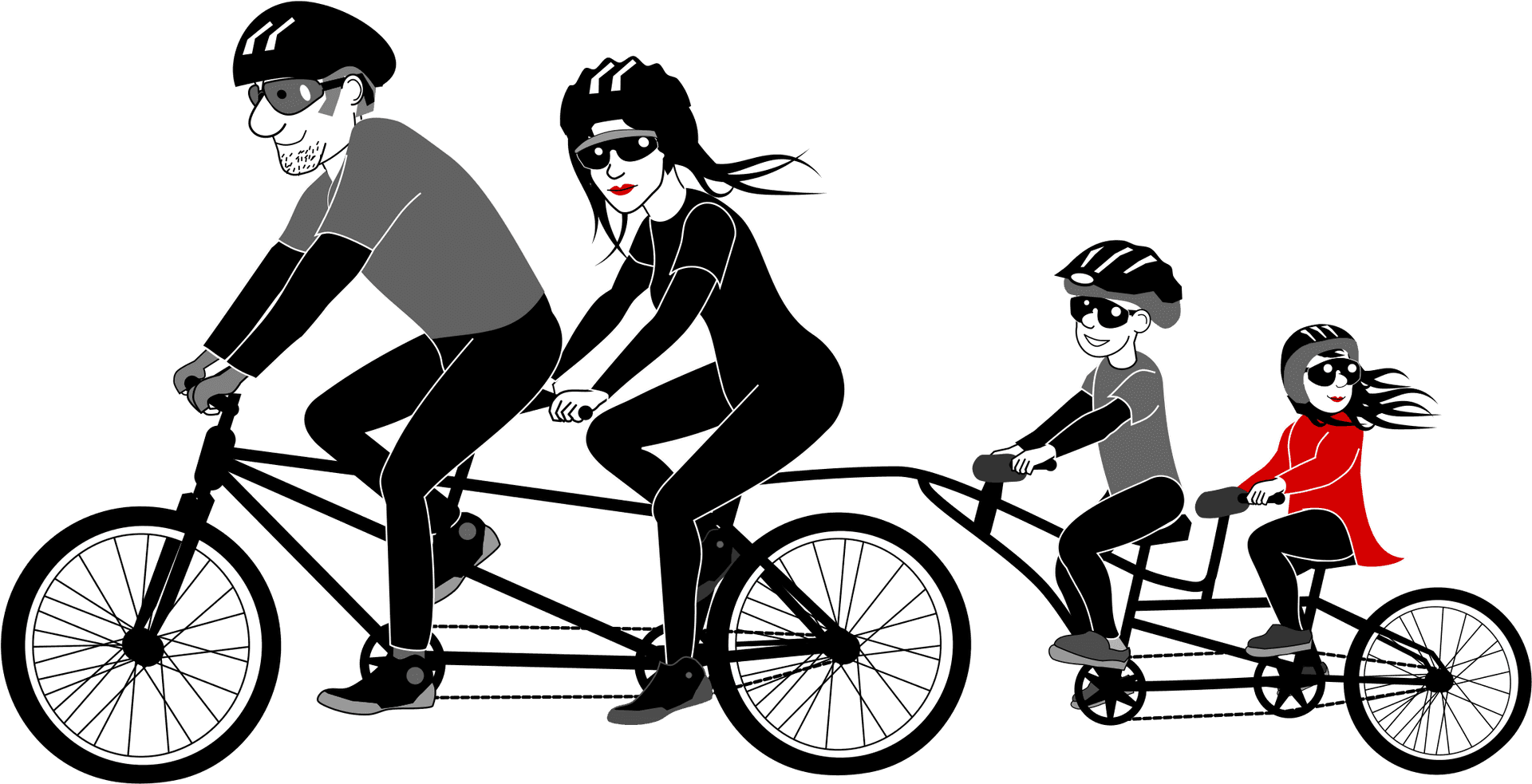 Family Bike Ride Illustration PNG