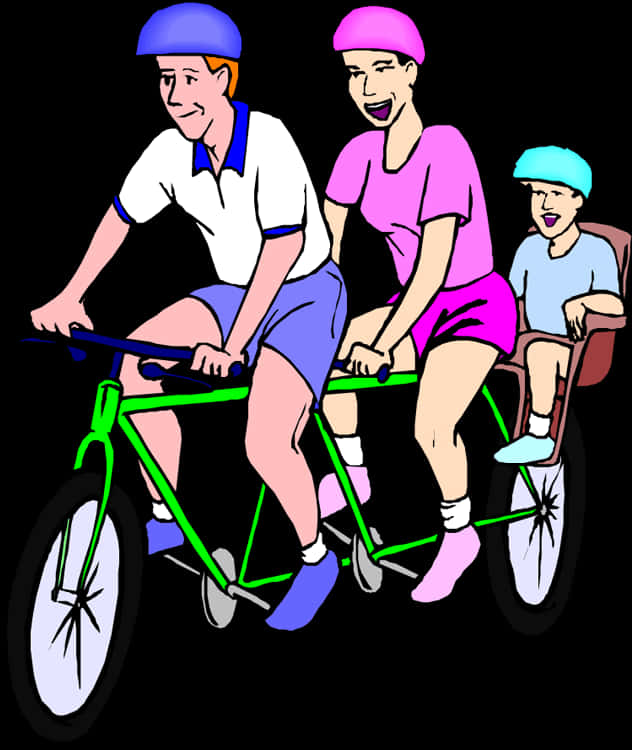 Family Bike Ride Illustration PNG