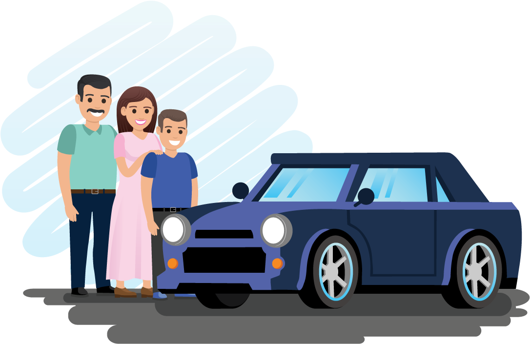 Family Car Outing Illustration PNG