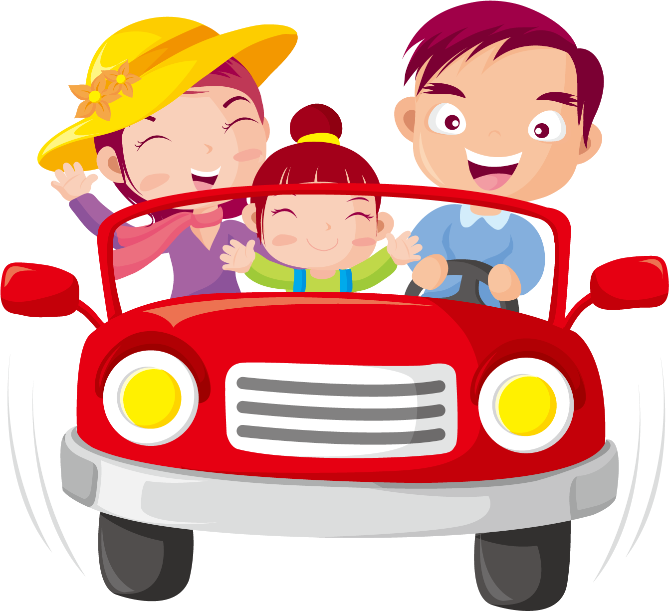 Download Family Car Ride Cartoon | Wallpapers.com