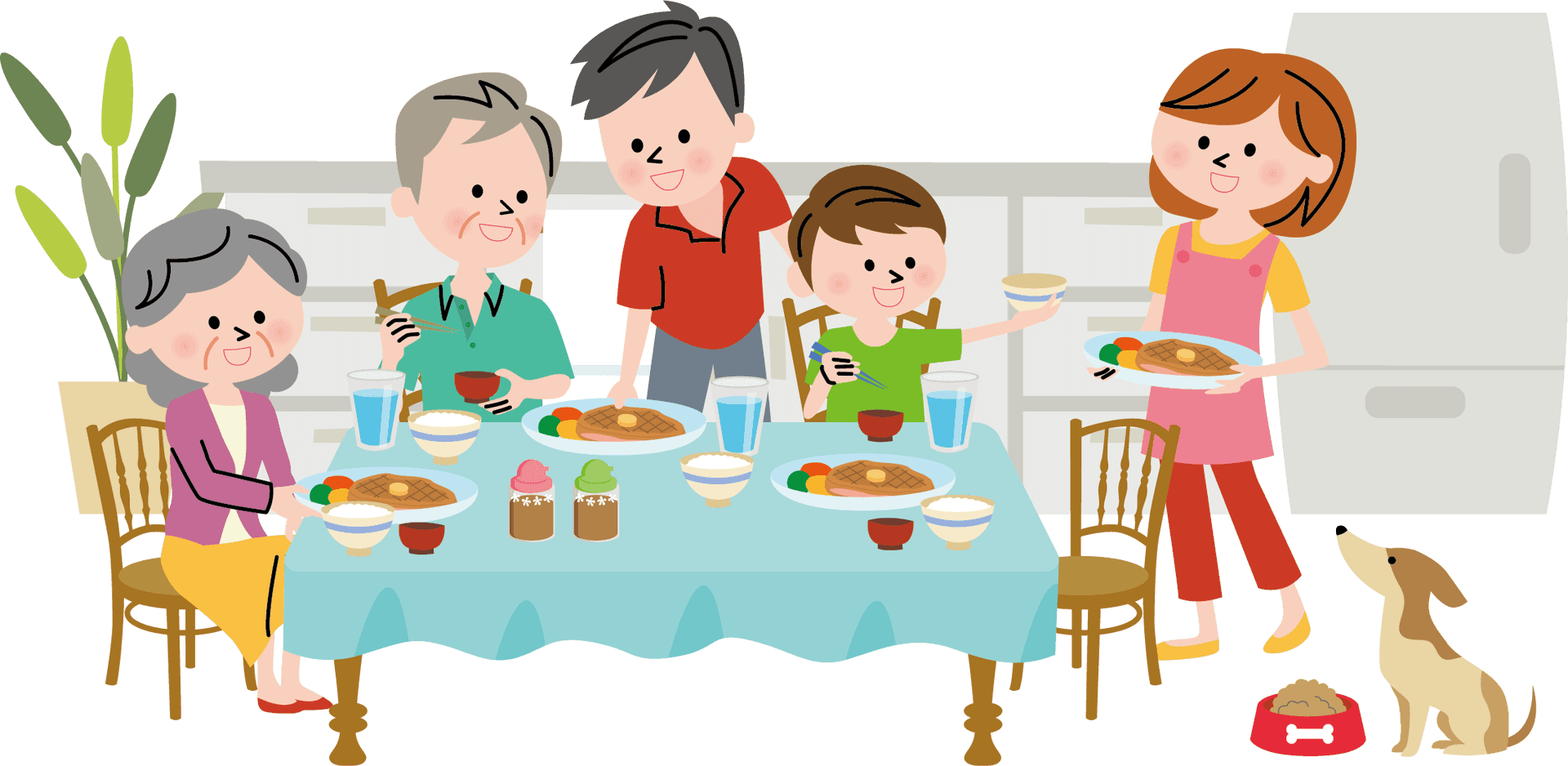 Family Dinner Time Cartoon PNG