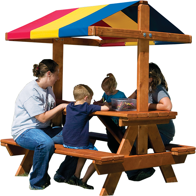 Family Enjoying Outdoor Picnic Table PNG