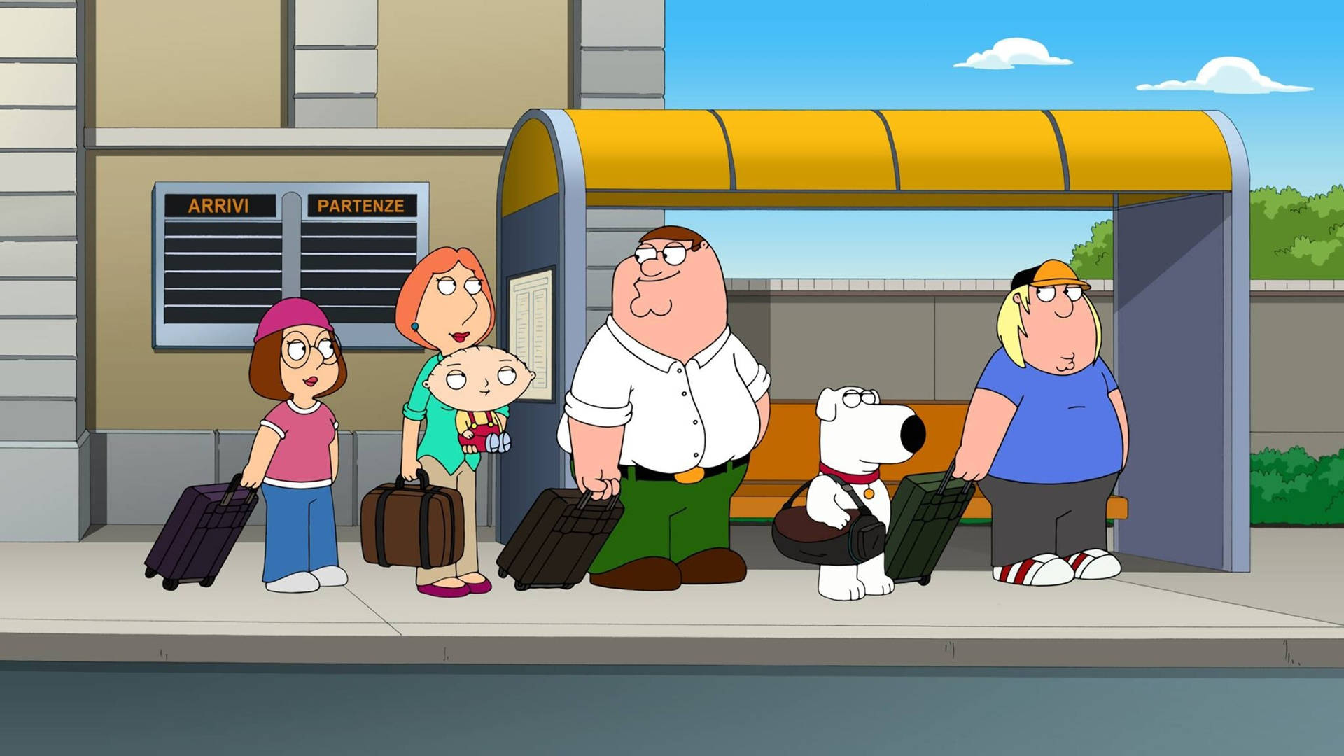 Family Guy In Bus Stop Background