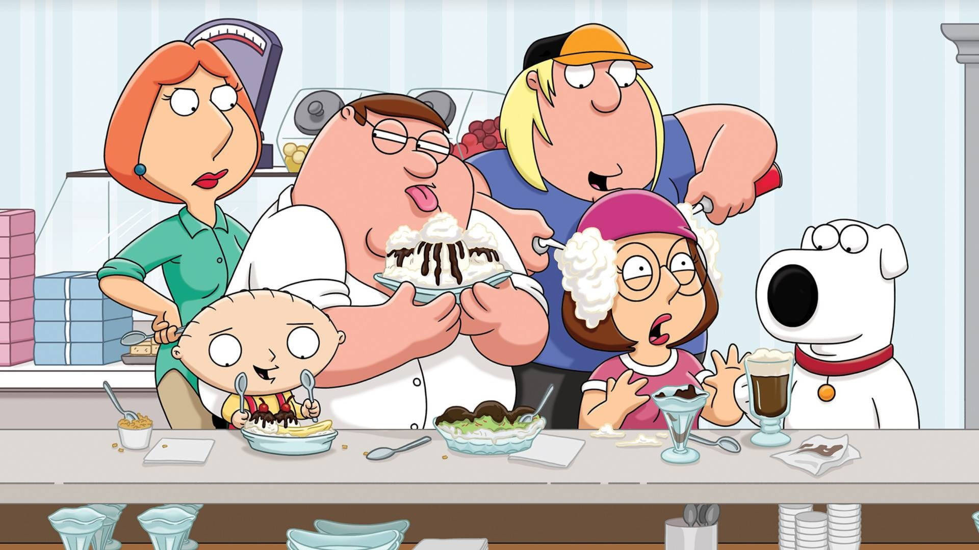 Family Guy Peter's Family Eats Desserts Wallpaper
