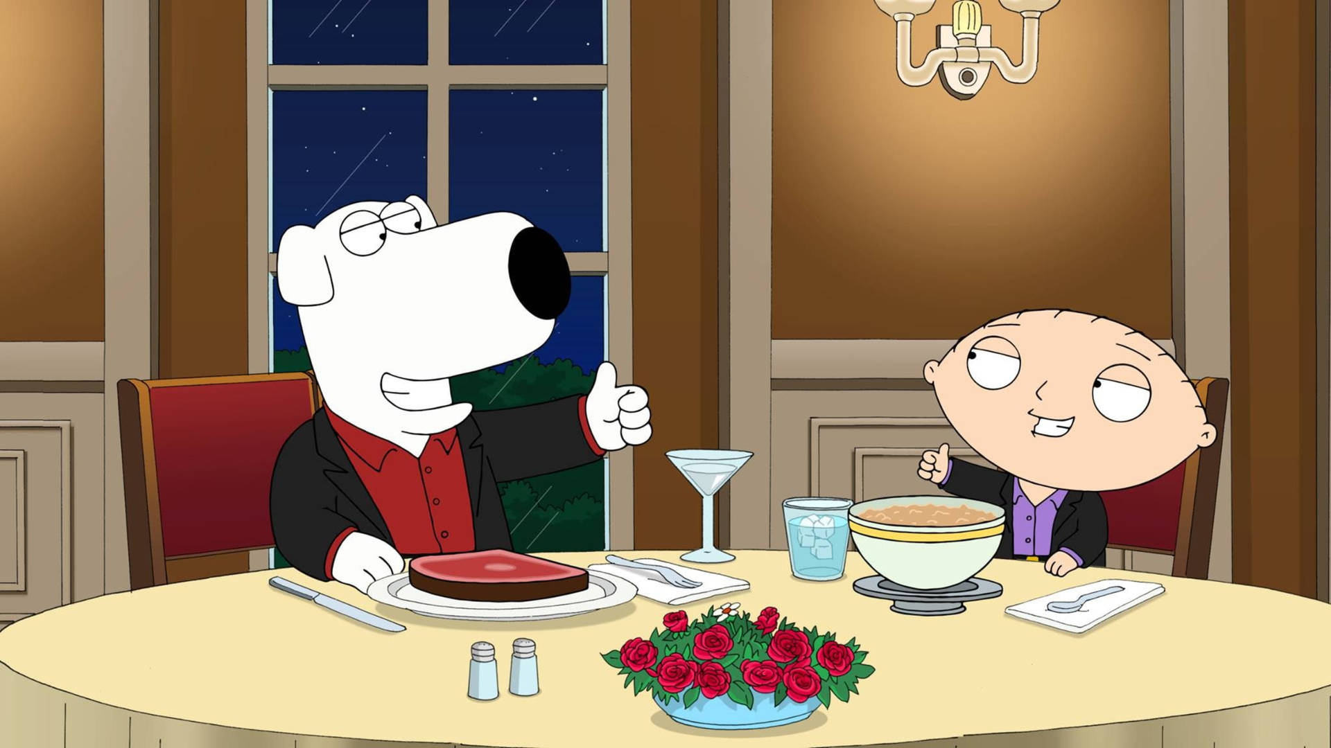 Family Guy Stewie And Brian Dinner Background