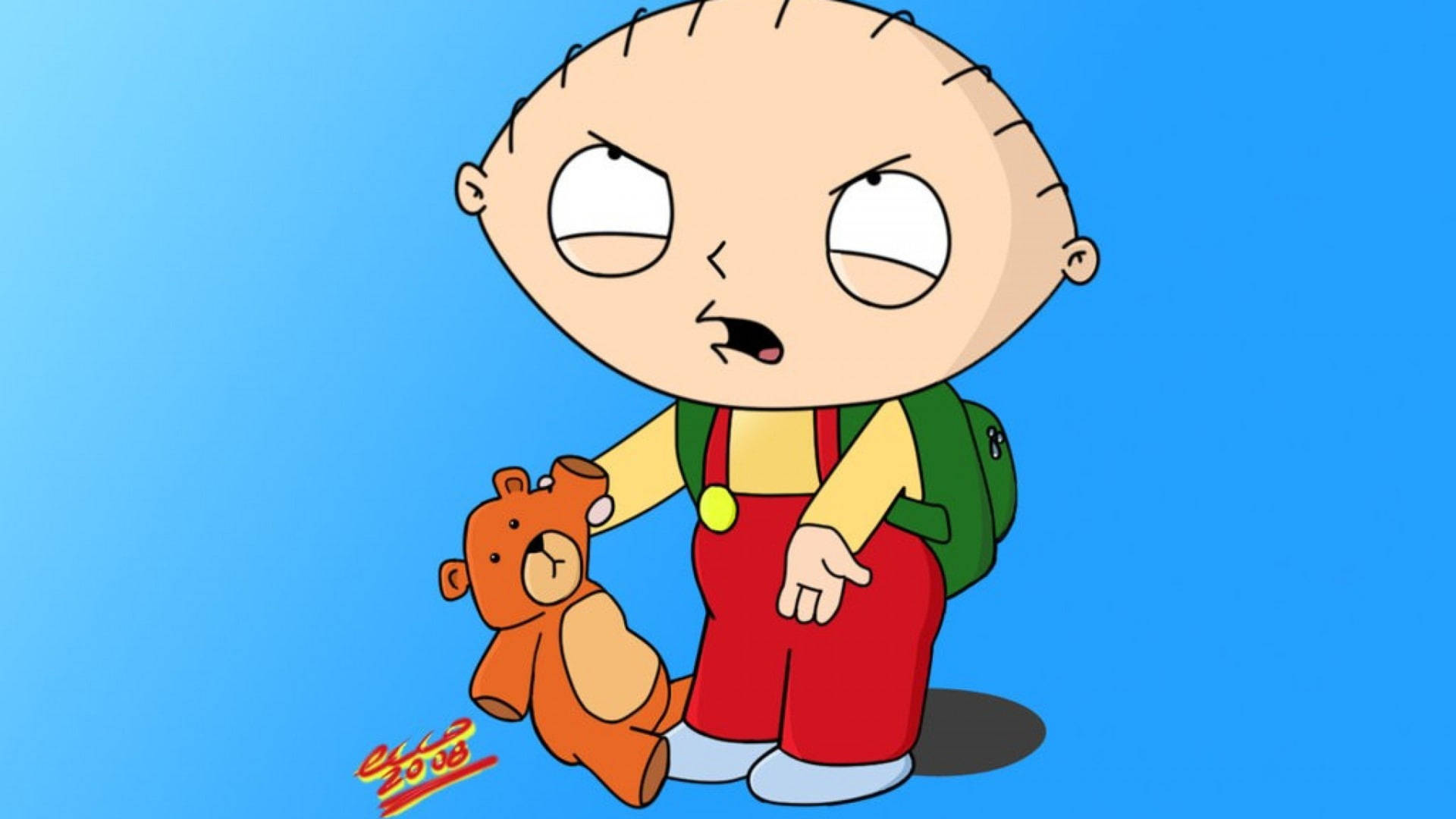Family Guy Stewie In Blue Background