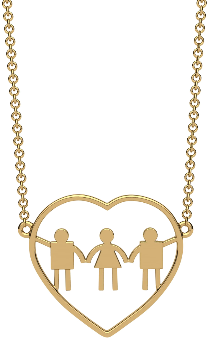 Family Love Heart Pendant Necklace PNG