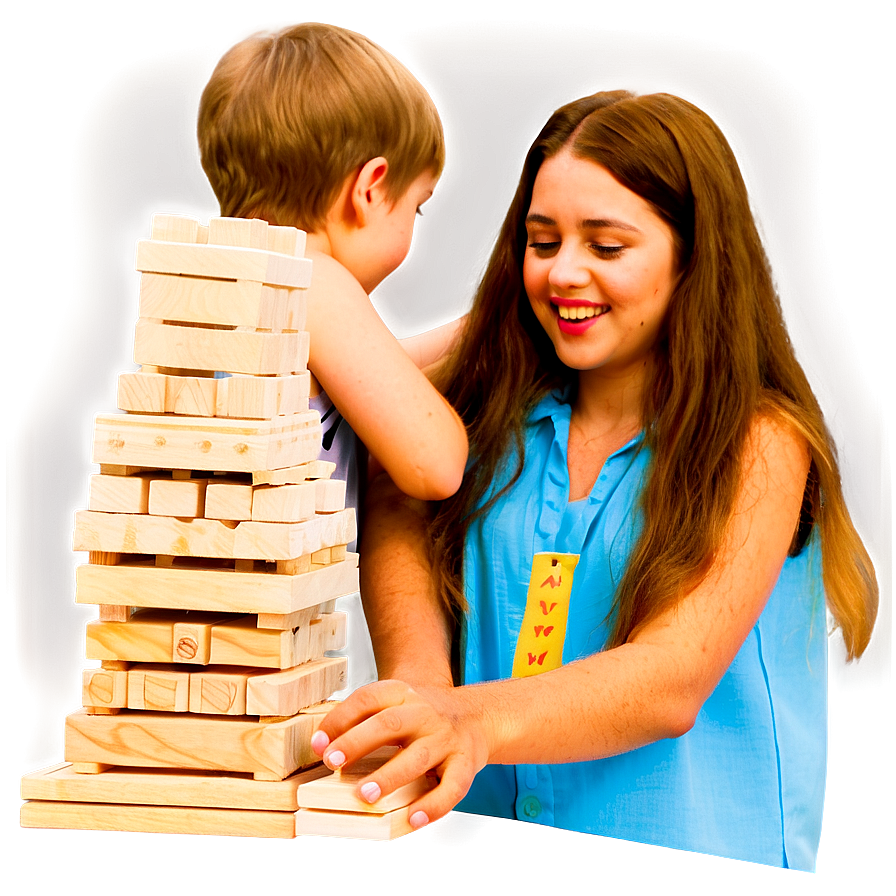 Family Playing Jenga Png 06112024 PNG