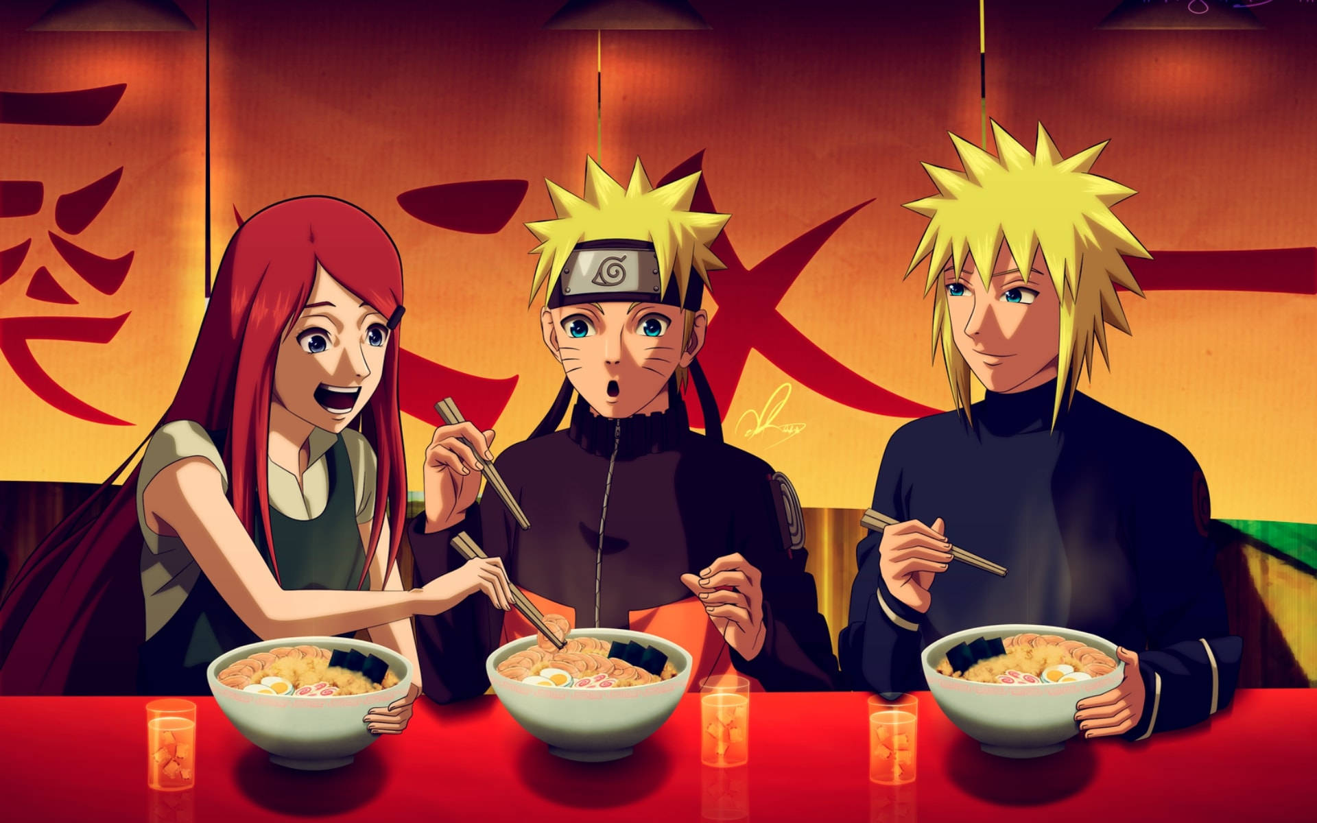 Family Ramen Time Naruto Ipad Wallpaper