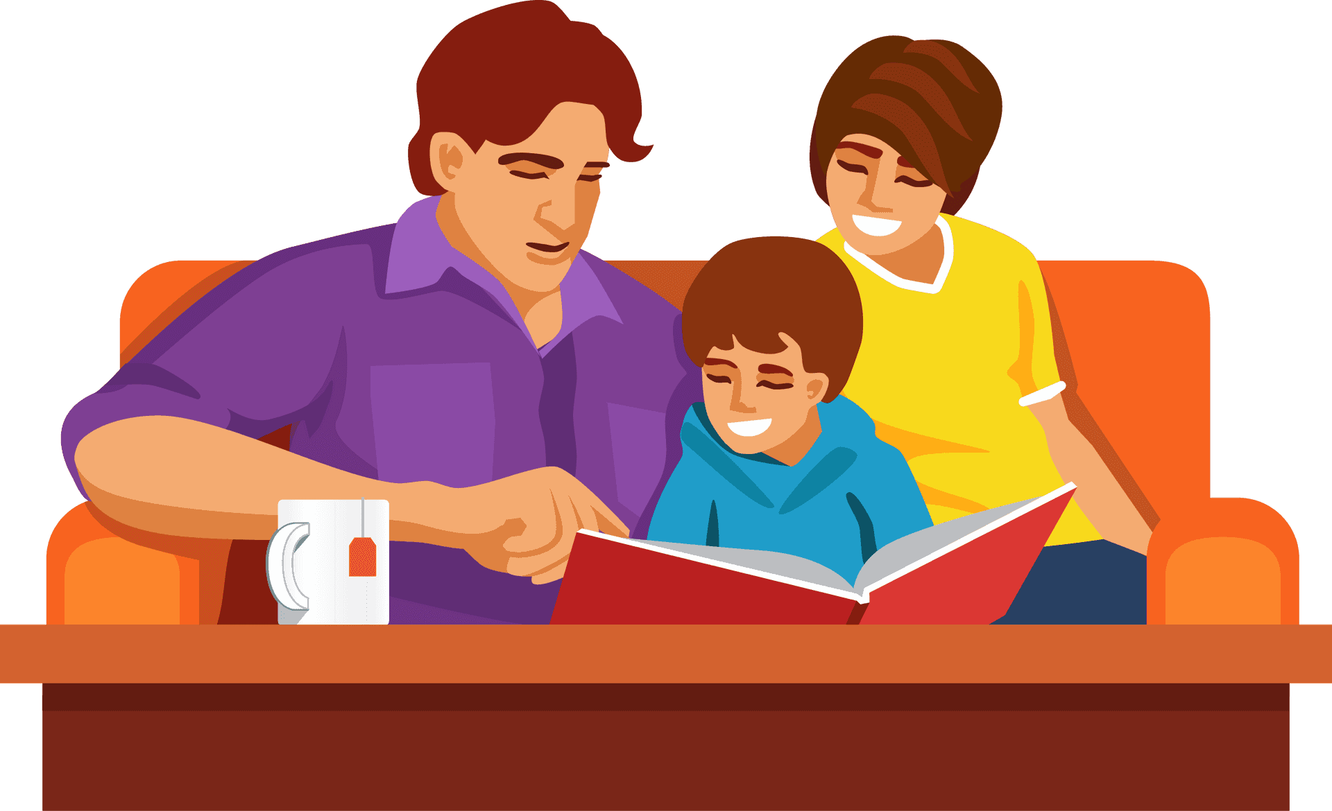 Family Reading Time Together PNG