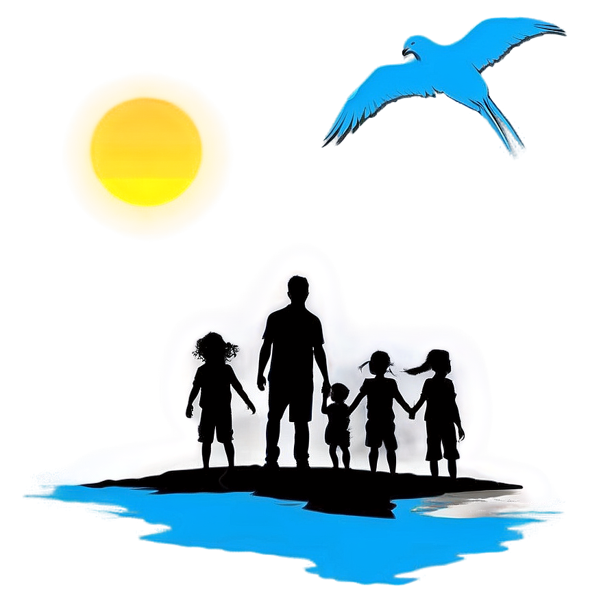 Family Silhouette Sunset Png Wva46 PNG