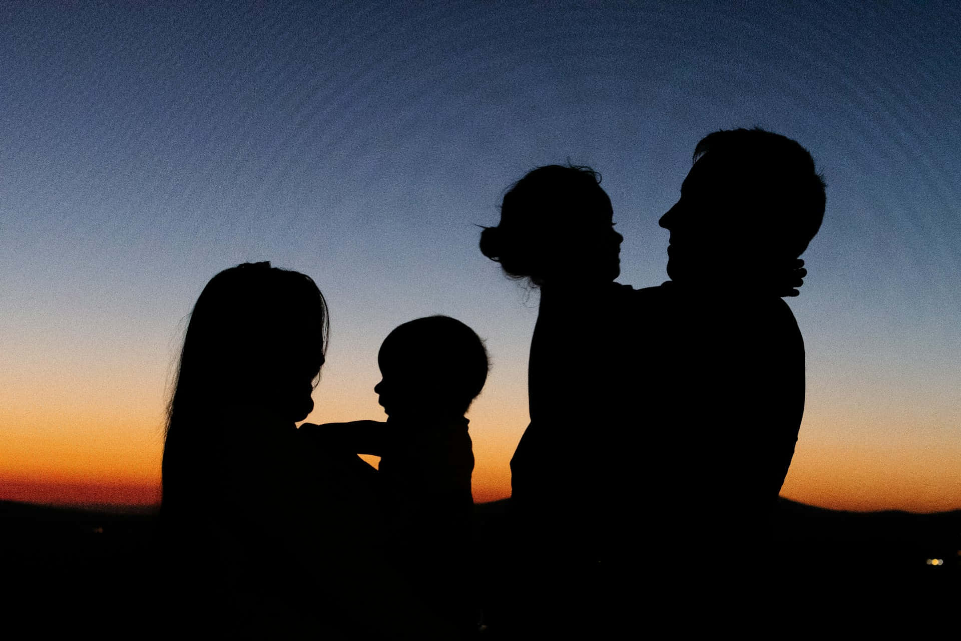 Family Silhouette Sunset Wallpaper