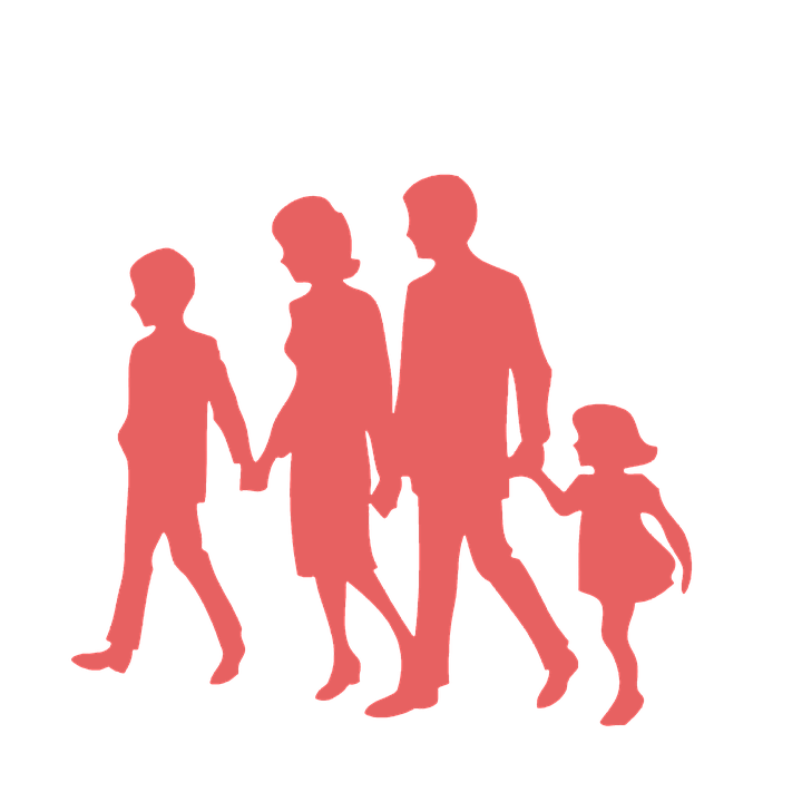 Family Silhouette Walking Together PNG