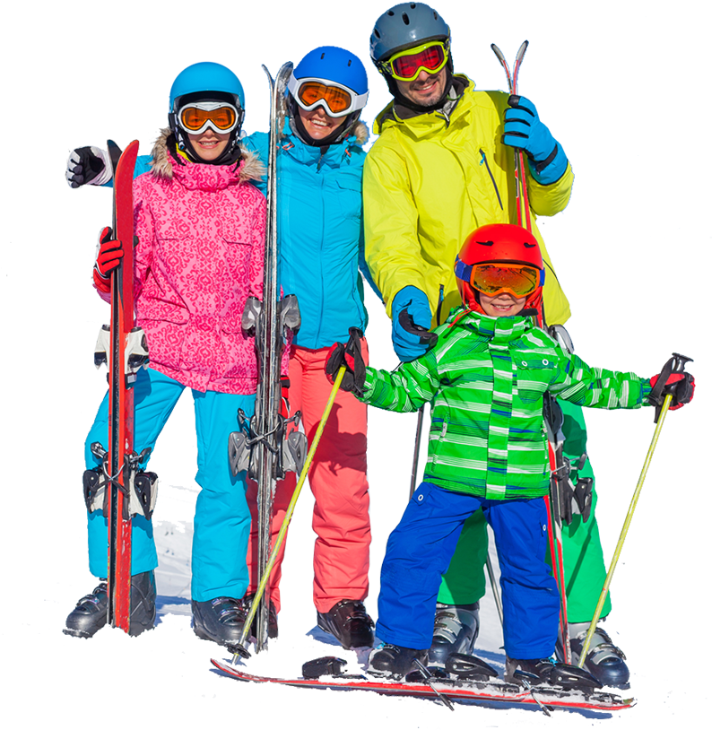 Family Ski Trip Portrait PNG