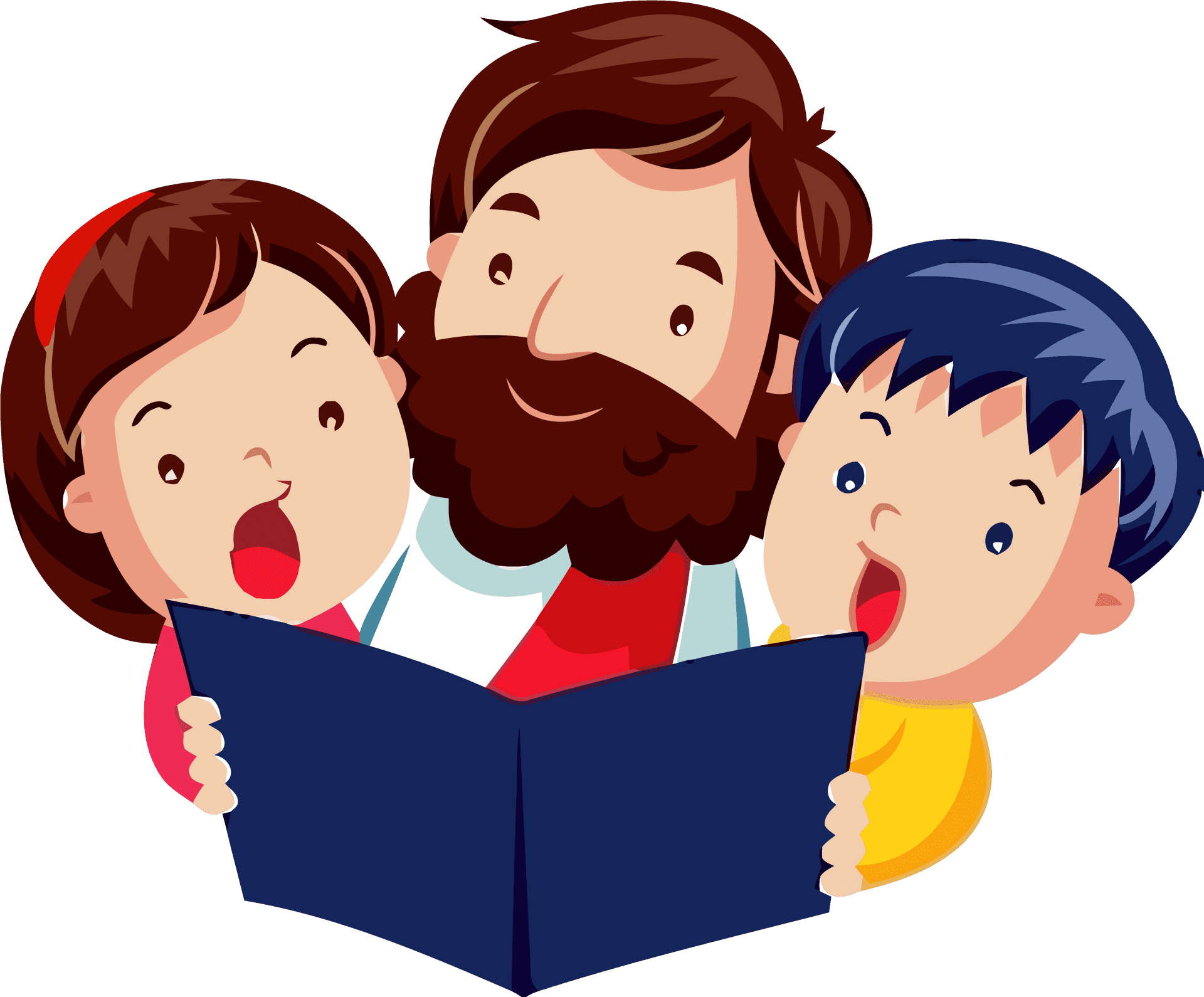 Family Storytime Cartoon PNG