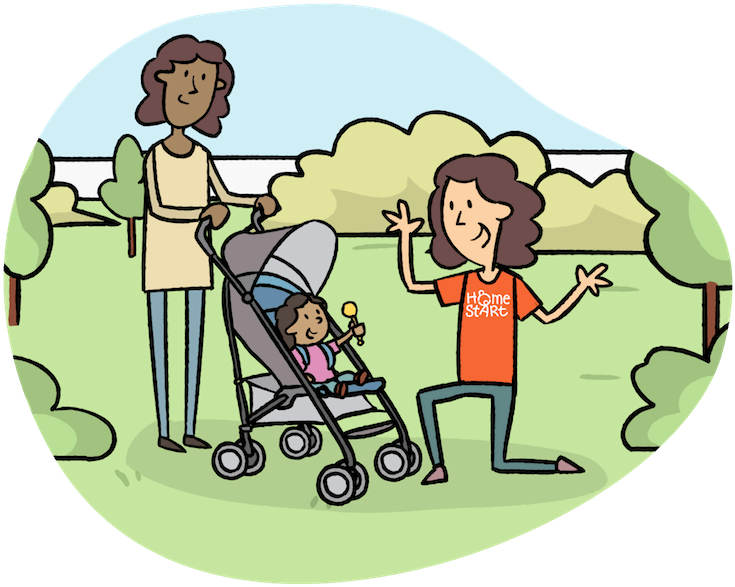 Family Strollin Park Illustration PNG