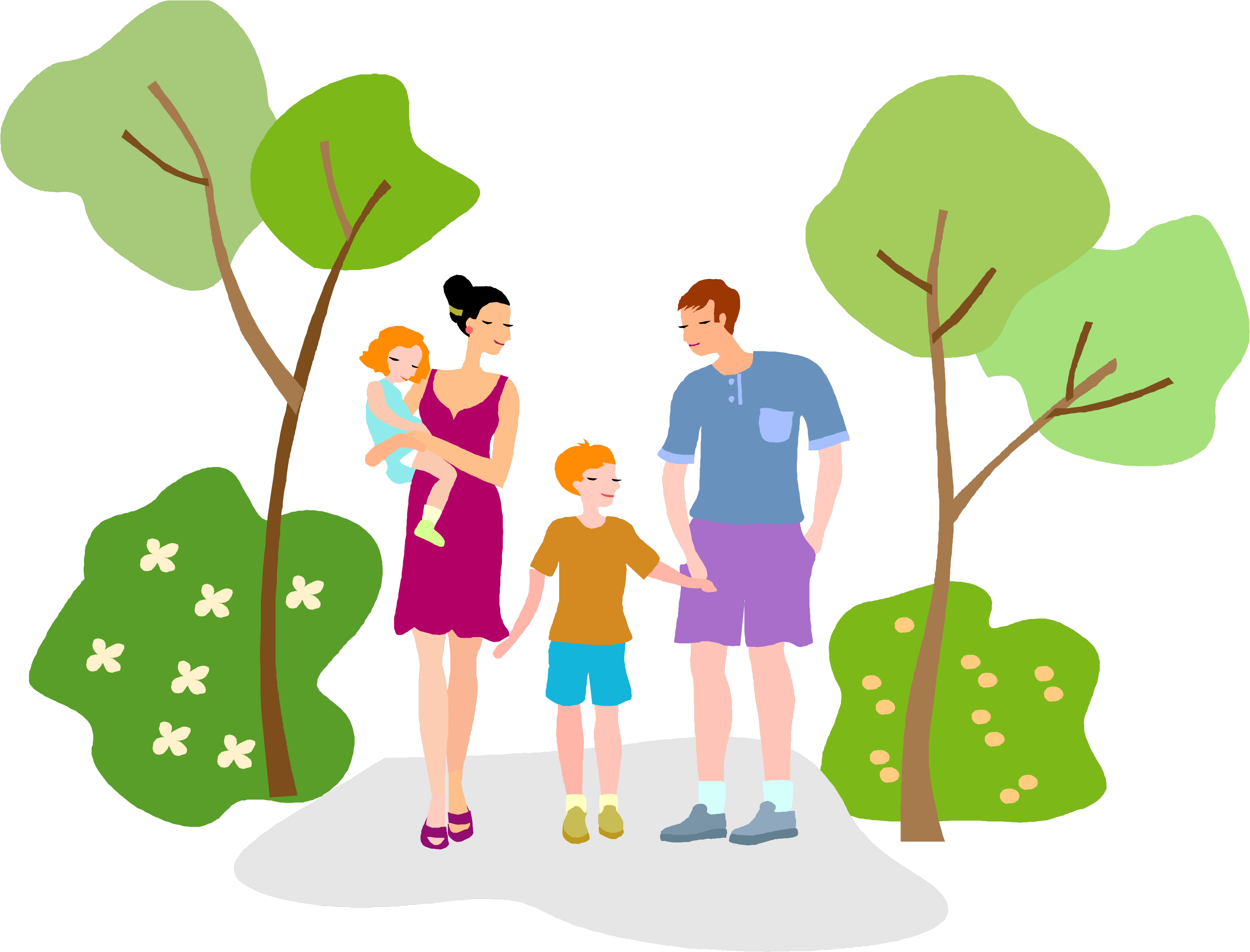 Family Strollin Park Illustration PNG