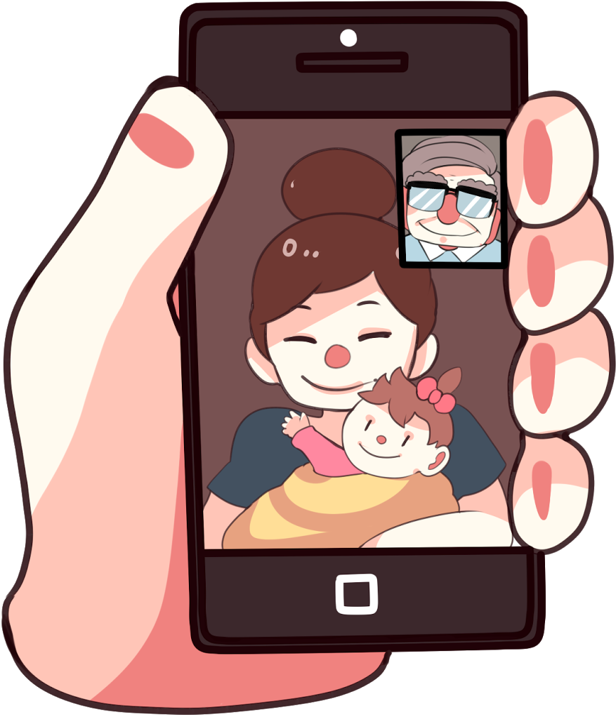 Family Video Call Cartoon PNG