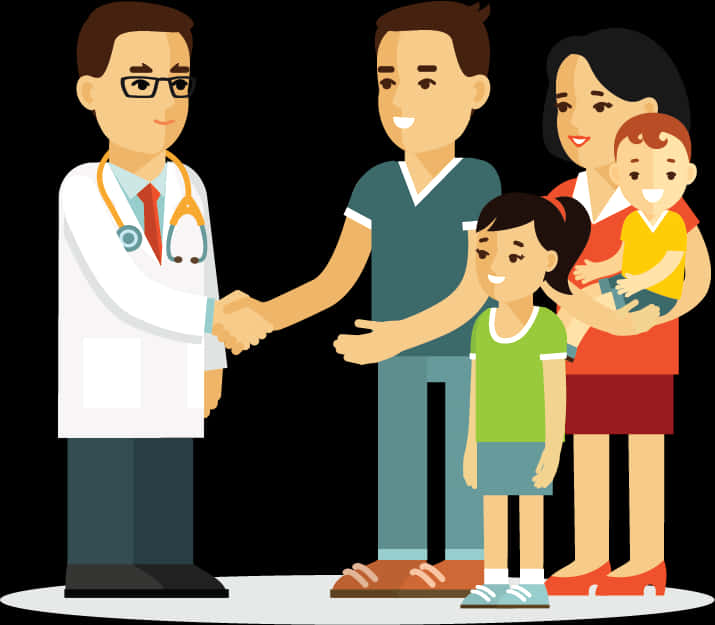 Family Visiting Doctor Cartoon PNG