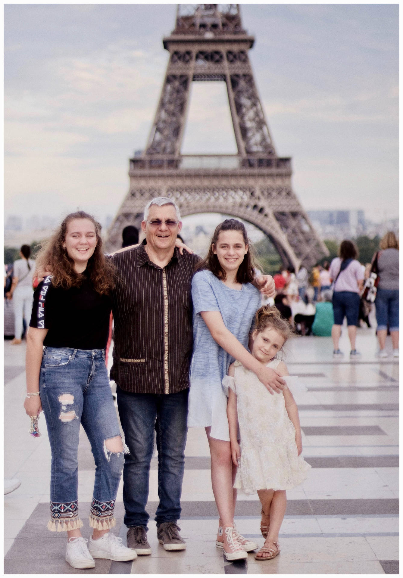Family With Eiffel Tower Wallpaper