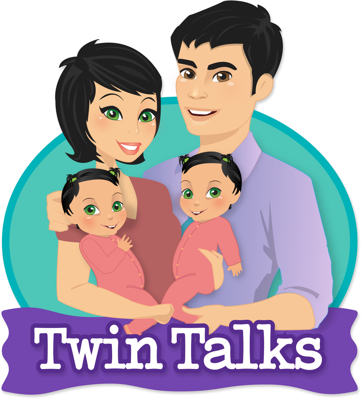 Family_with_ Twin_ Babies_ Illustration.png PNG