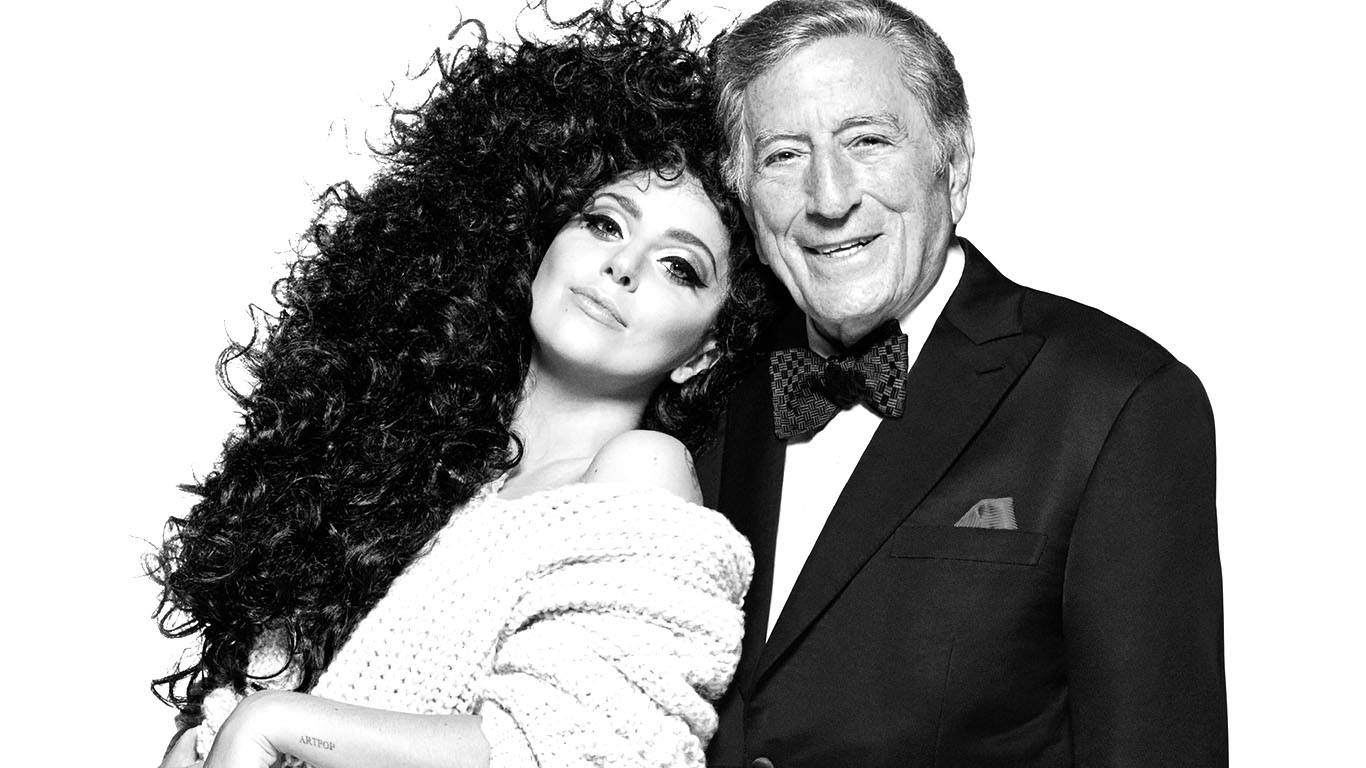 Famous Artists Tony Bennett And Lady Gaga Background