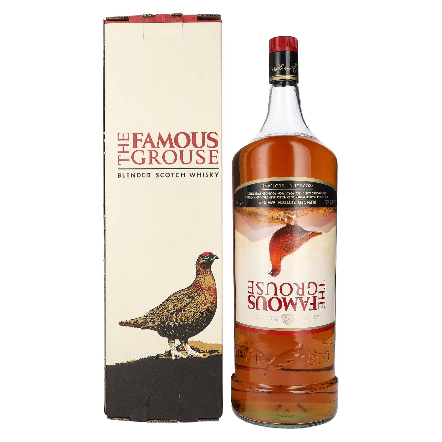 Caption: The iconic upside-down label of Famous Grouse whisky Wallpaper