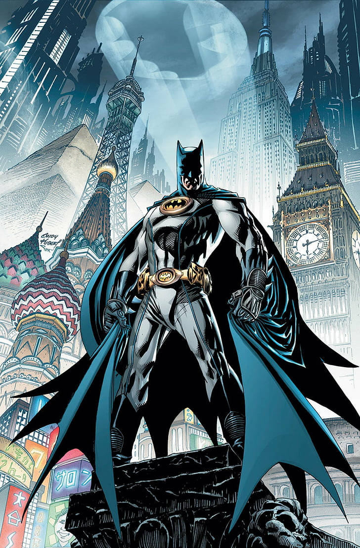 Berømte landmærker og Batman Arkham Knight iPhone Tapet Wallpaper