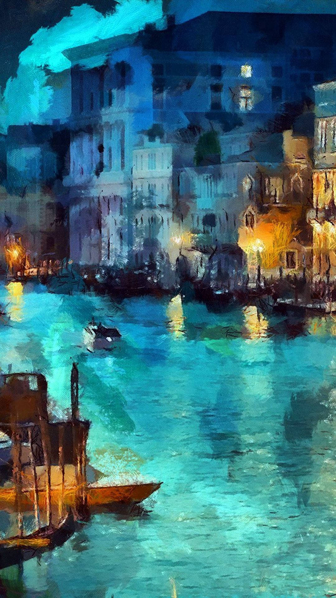 Famous Paintings Iphone Of City On Water Wallpaper